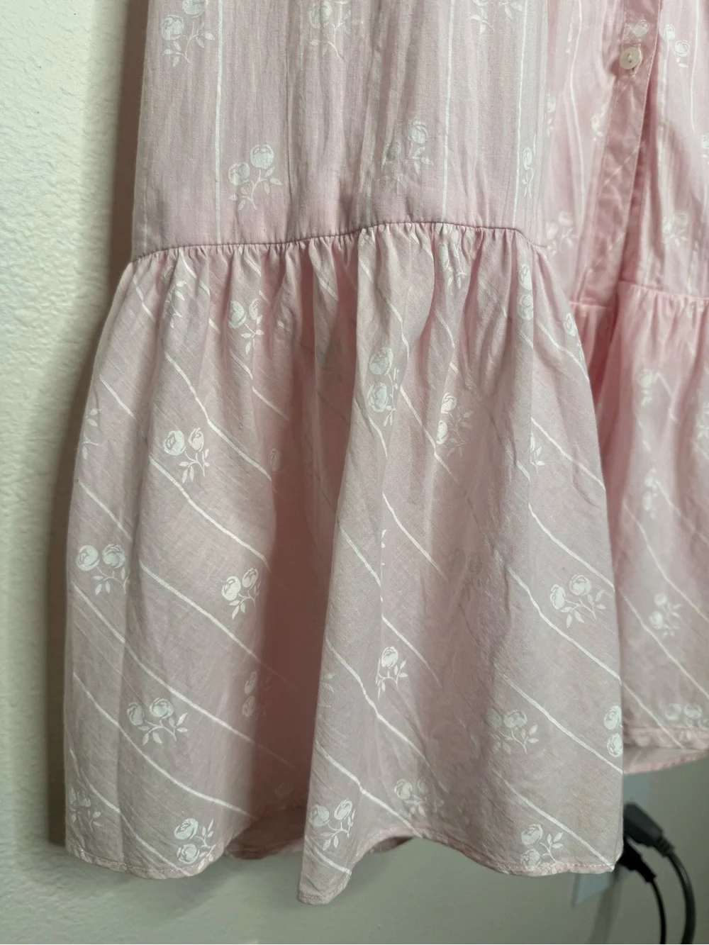 Eileen West Queen Anne’s Lace Pink Floral Cotton Nightgown CottageCore S/M - Picture 6 of 10